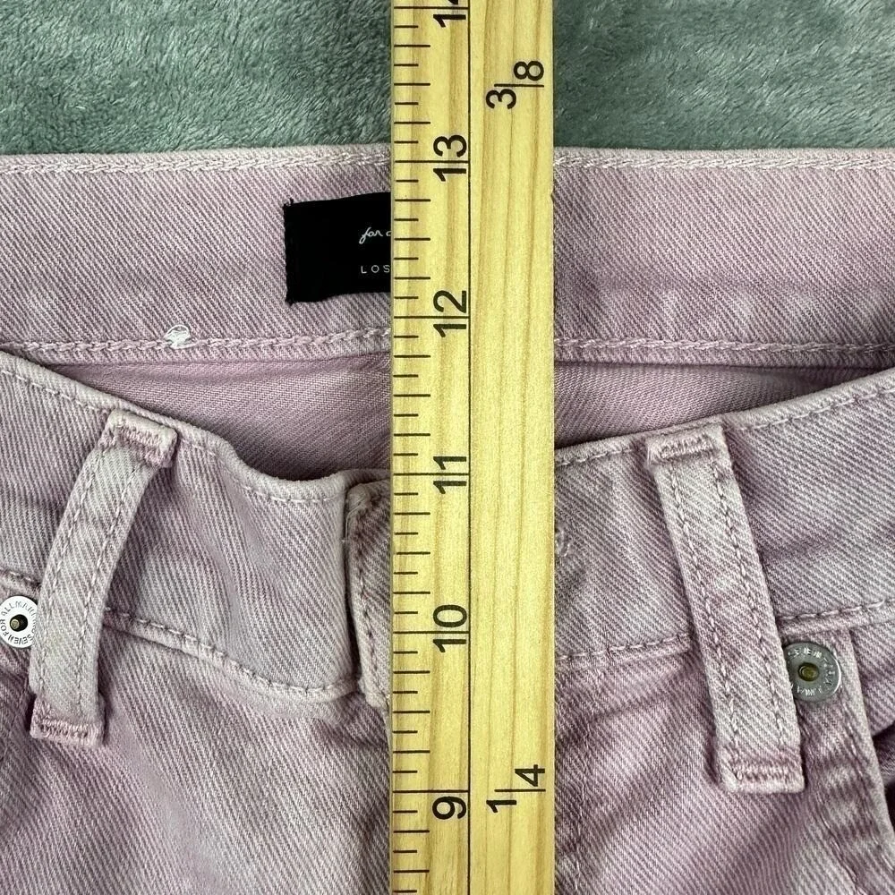 7 For All Mankind High Waist Cropped Straight Jeans Pink Acid Wash Size 26‎